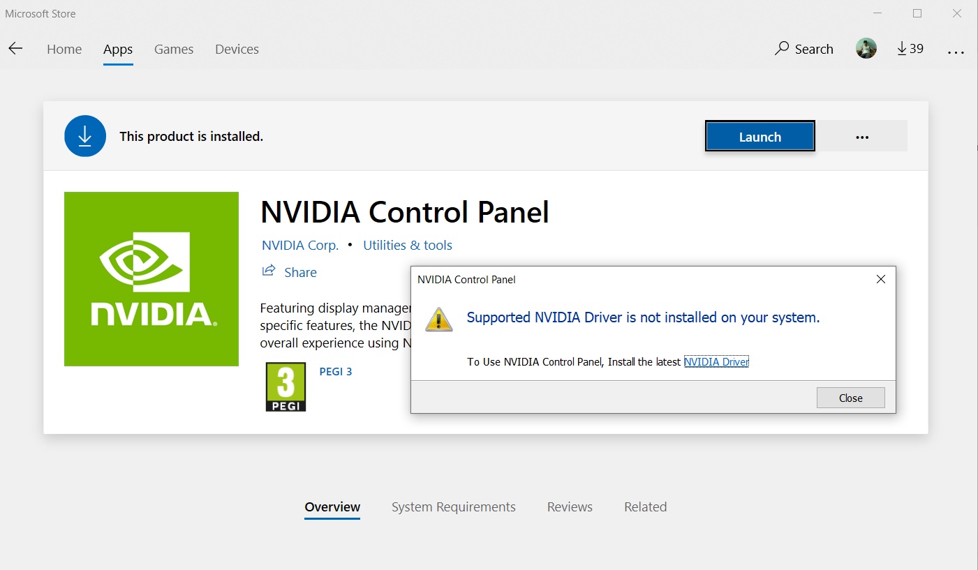 install nvidia control panel without microsoft store